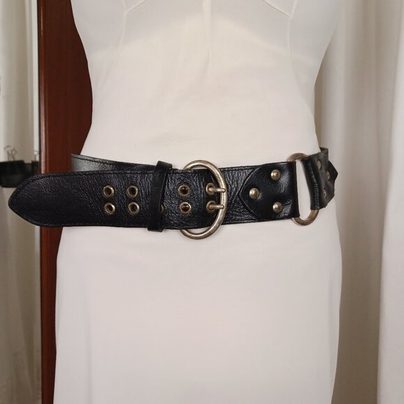 Vintage Y2K Nine West Genuine Leather Double Prong Belt, XL 42 - 46" - Picture 1 of 9